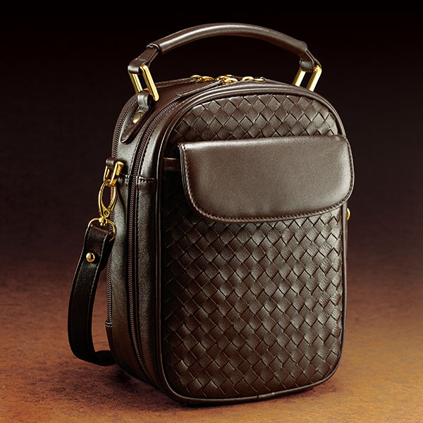 プロヴェンザノ 高級ラム革メッシュ 紳士用コンパクト2WAYバッグ 1個