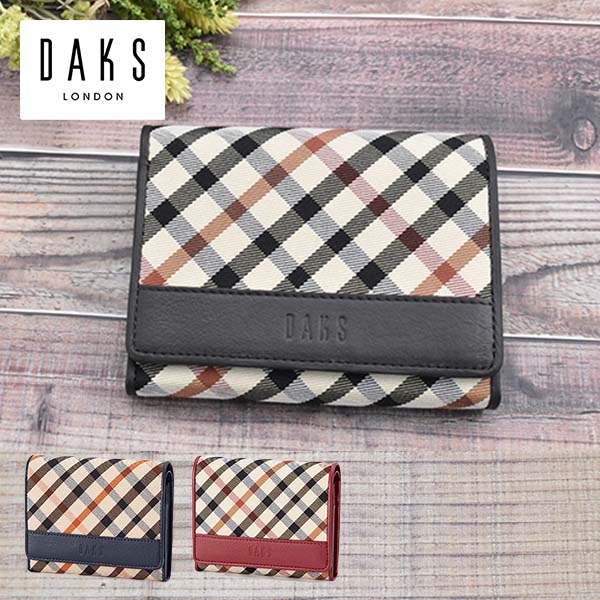 プレリー DAKS ハウスチェック 二つ折り財布（L字ファスナー小銭入れ
